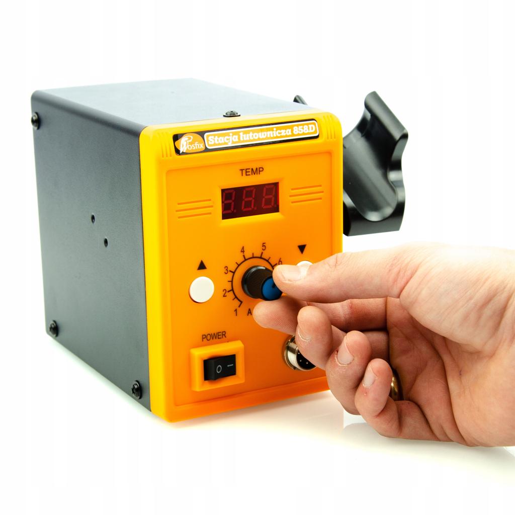 Rosfix Stacja Lutownicza Hot-Air 858D – Moc 700W | Zestaw 3 Dysz | Lutownica Precyzyjna z Potencjometrem OP60W