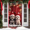 2D flat, 2D door banner, 2D flat durable Christmas door banner, puppy and Santa Claus hat design