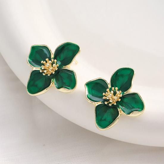 

1 пара сережок-гвоздиків у формі щасливої ​​конюшини, вишукана робота, легкі розкішні сережки-гвоздики, подарунок для ювелірних виробів зелений