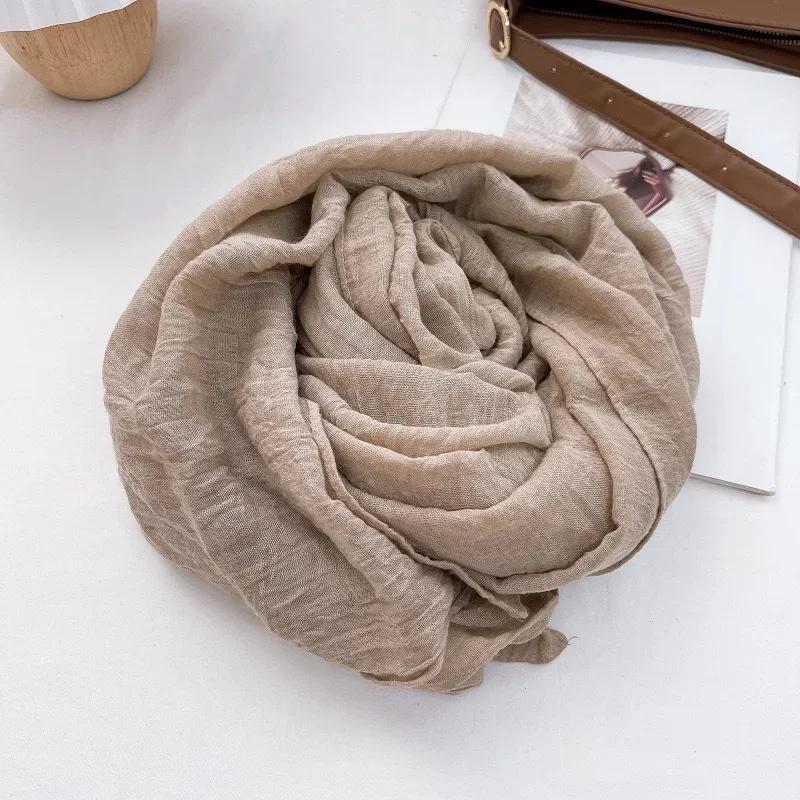 Vreovor Plain Tie Dye Scarf For Women Thin Style Spring And Autumn New Solid Color Retro Cotton Soft Versatile Shawl