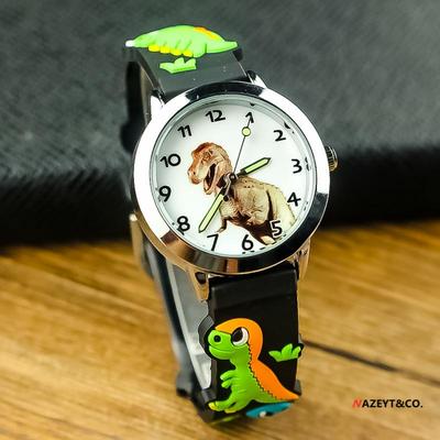 Niedliche 3D Dinosaurier Wasserdichte Kinder Quarz Armbanduhr – Koreanischer Stil T-Rex Armbanduhr für Kindergartenjungen