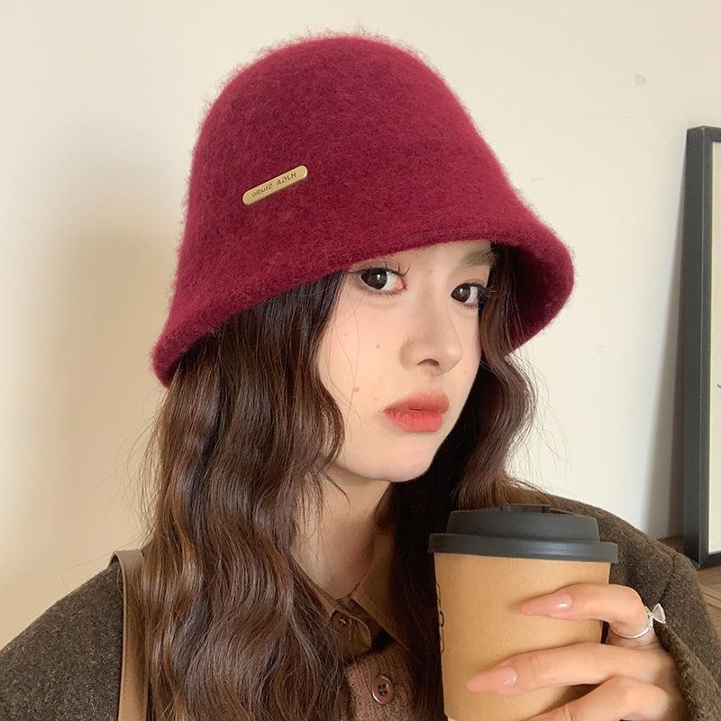Angola red hat new beret autumn and winter forward hat retro octagonal hat small bucket hat