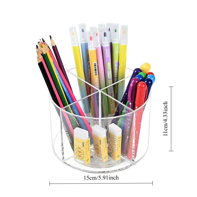 Acrylic Turntable Pen Holder Desktop Pen Holder Storage Box Desktop Multi-function Student Stationery Sorting and Storage