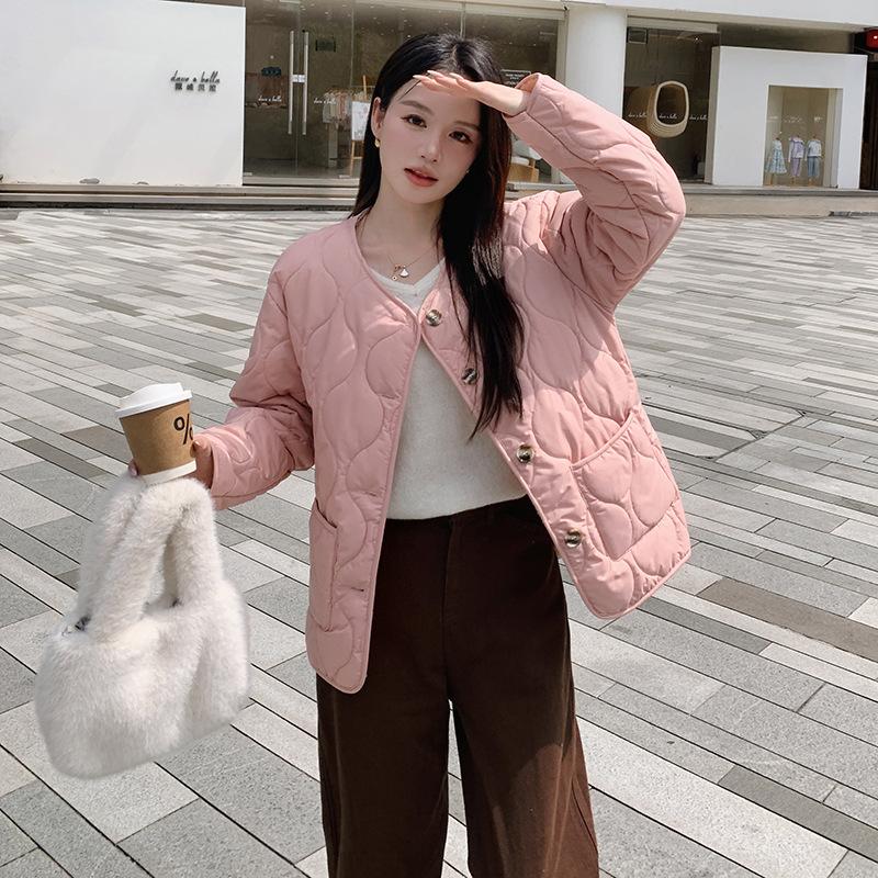 

2025 зимняя хлопковая одежда женская корейская версия ромбовидной клетки хлопковая одежда женские свободные и легкие теплые хлопковые куртки пальто из овечьей шерсти XL