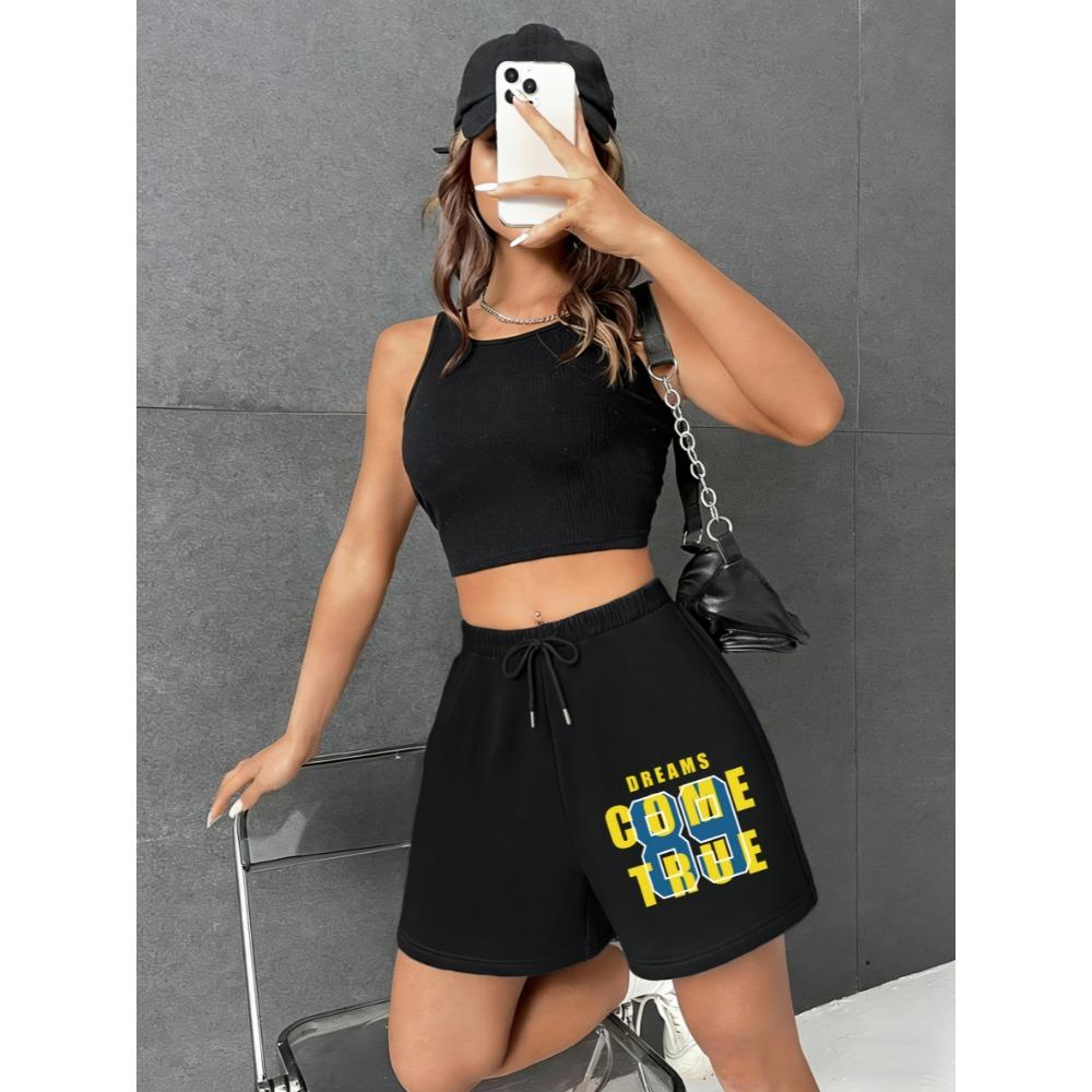 

Pant Dreams Come Ture 89 Patterns Women S Gym Shorts Summer Elasticity Pants Pocket Outdoor Pant Loose Wide Clothing S