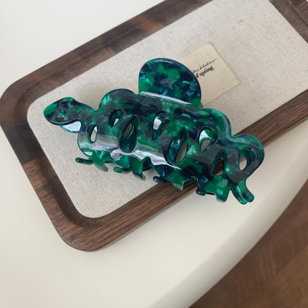 Novo Design 10,3CM Padrão Forma de Cobra Oco Presilha de Cabelo Retrô Acetato Presilha Tubarão Acessórios de Cabelo Para Mulher Meninas