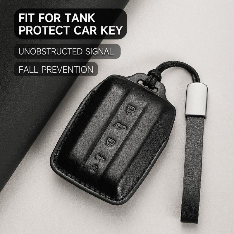 Leather Car Key Cover Case Protection Shell Keychain For Great Wall GWM WEY TANK 300 500 Tank300 Tank500 Remote Holder