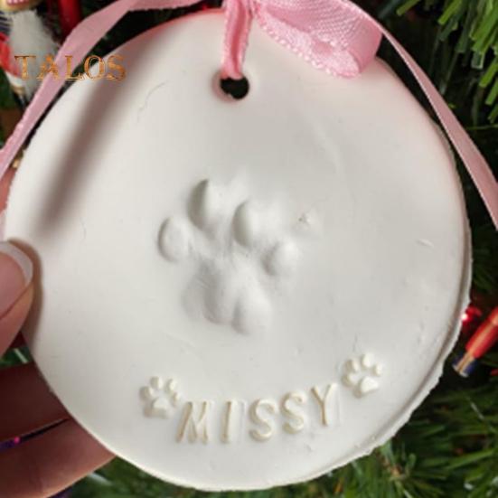 2 Pcs Dog/Cat Paw Print Kit DIY Pet Paw Print Hanging Ornament with Customization Tools And Display Stand Clay Pawprint Keepsake Kit