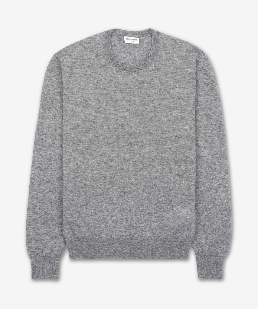 SAINT LAURENT Cashmere And Silk Round Neck Knit - Grey / 781570Y76Lz1403