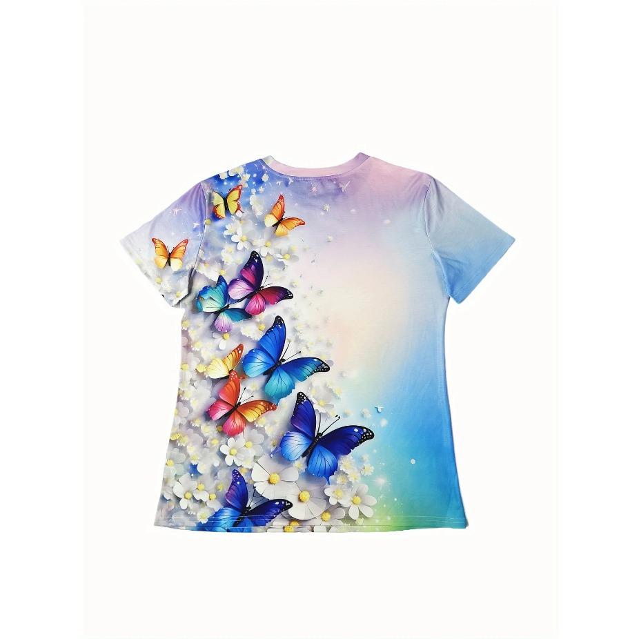 Women's Casual Elegant Round Neck T-Shirt - Floral Print Summer Top Maroon Color Block Design Breathable Medium Stretch Casual
