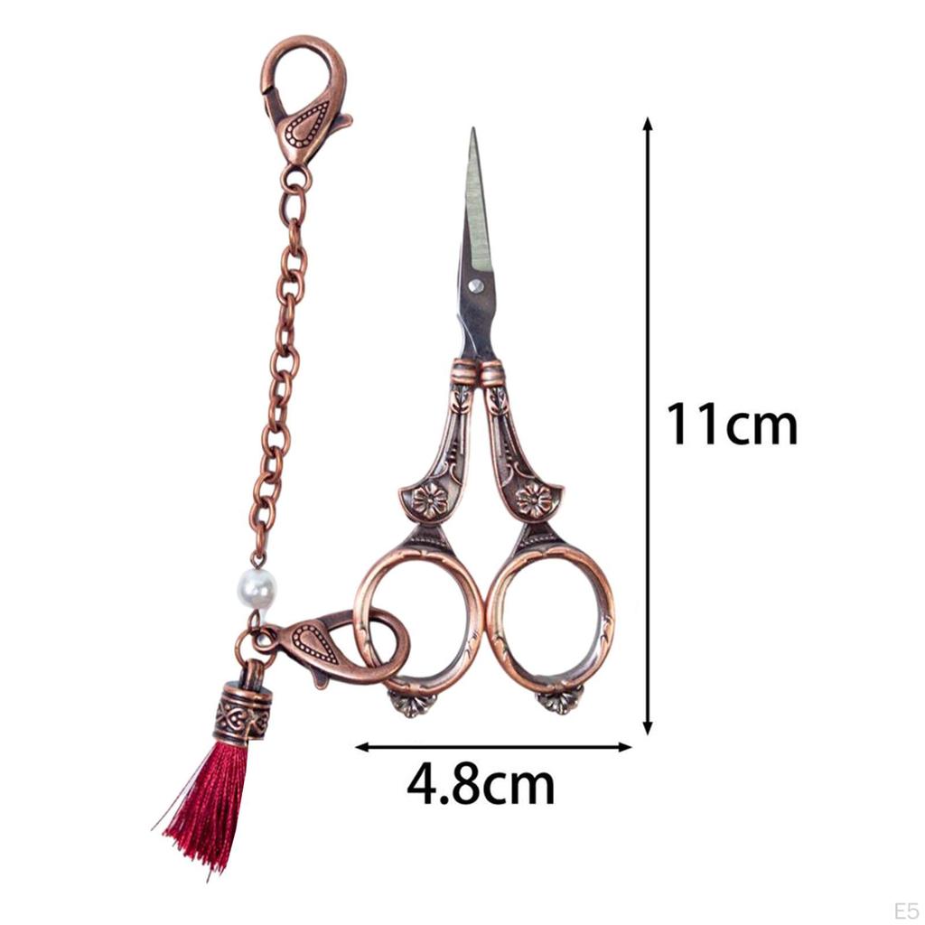 Embroidery Scissors Fabric Sewing Cutting Shears Multipurpose Retro Design with Lanyard Tassel