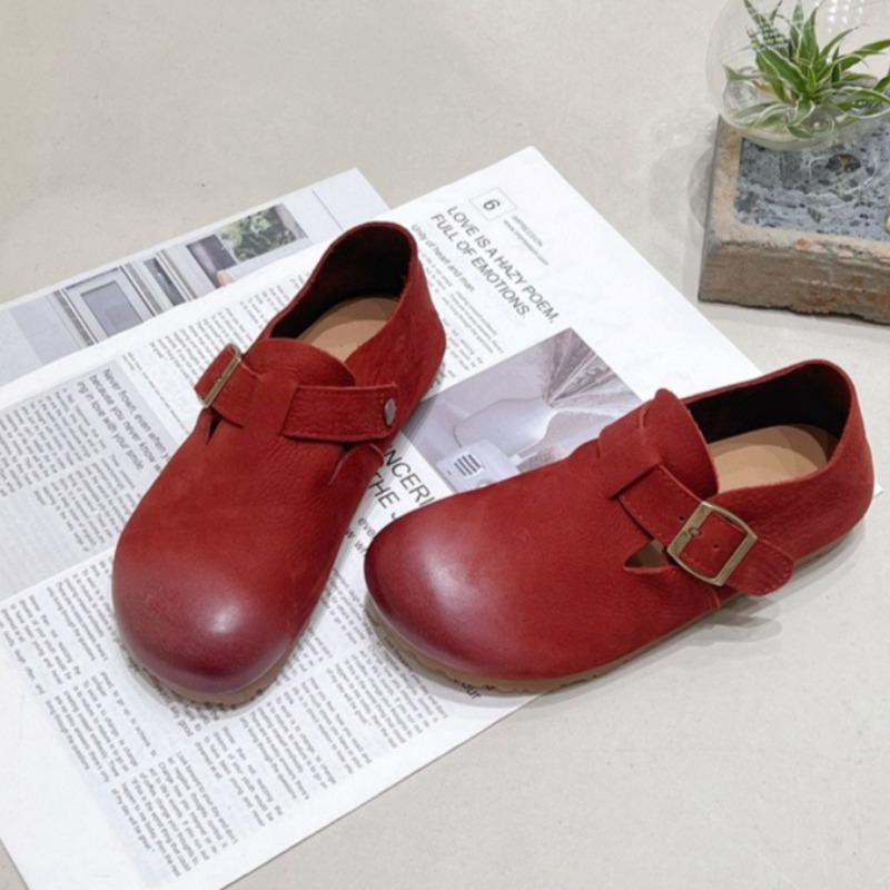 Loafers for Woman Cowhide Soft Soled Flat Soled Single Shoes Women's Cotton Shoes Black Casual Shoes Women's Winter Footwear