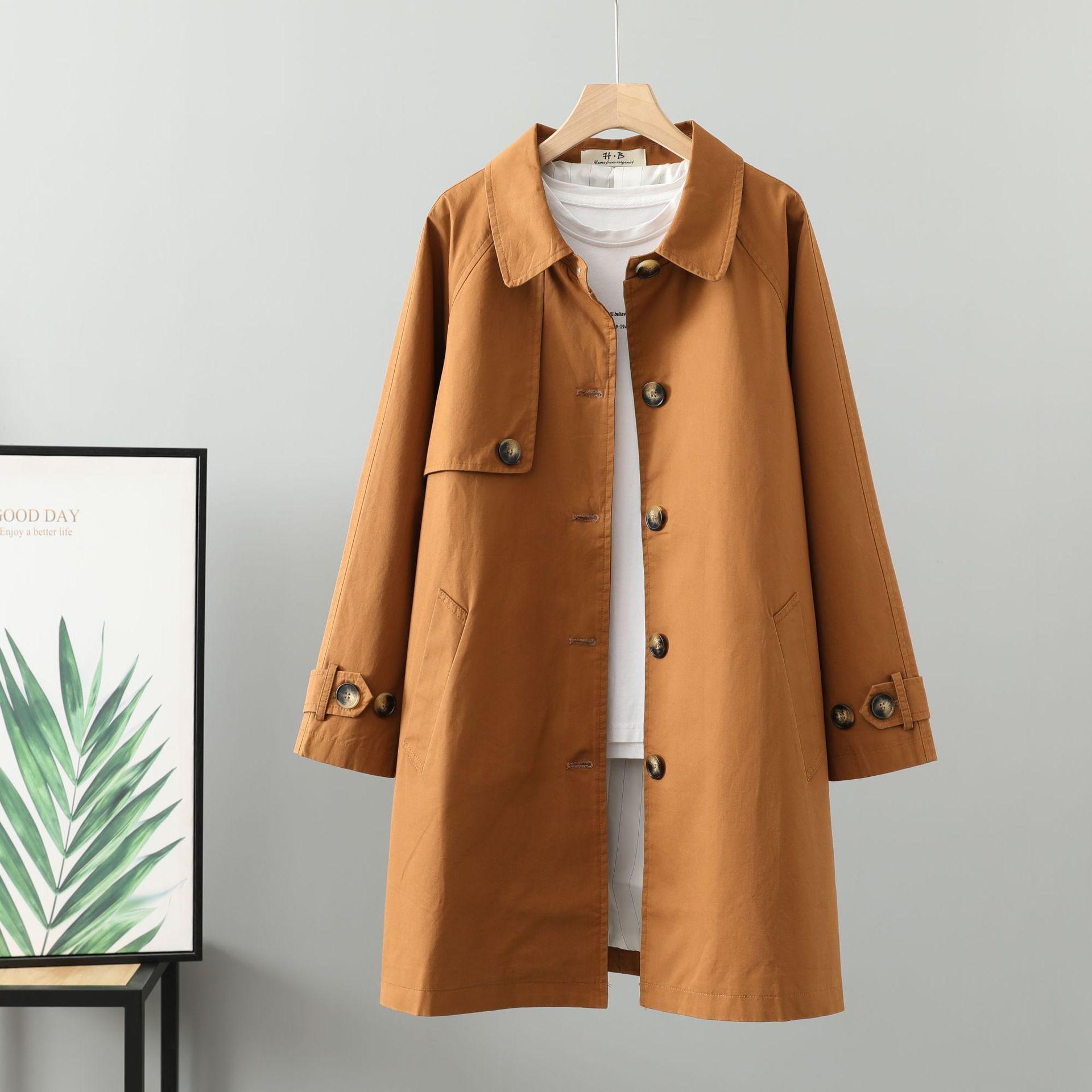 

Женский длинный плащ-куртка с капюшоном, свободные карманы, топы на пуговицах, повседневные L кофейный