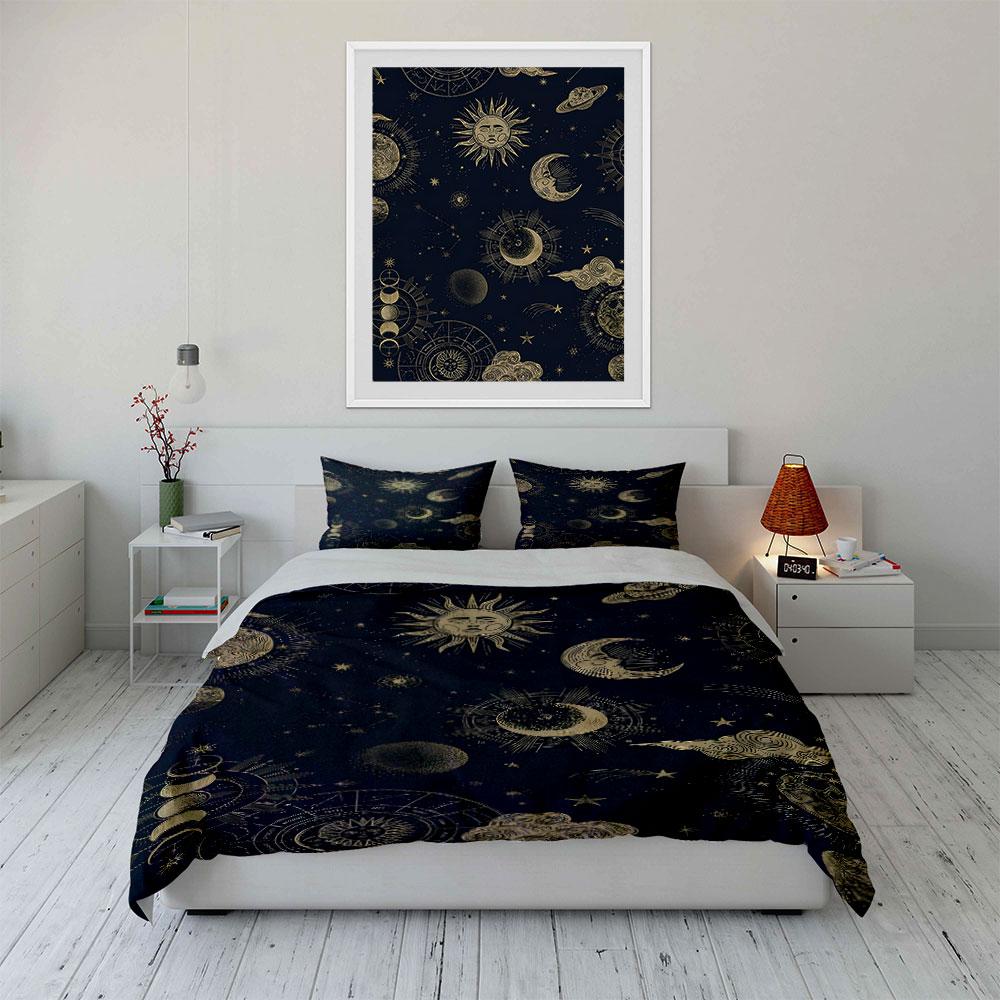 "Cosmic dreams unfold beautifully." Bedding sets Duvet covers Pillowcases(1* Duvet Cover 2* Pillowcases without duvet insert)