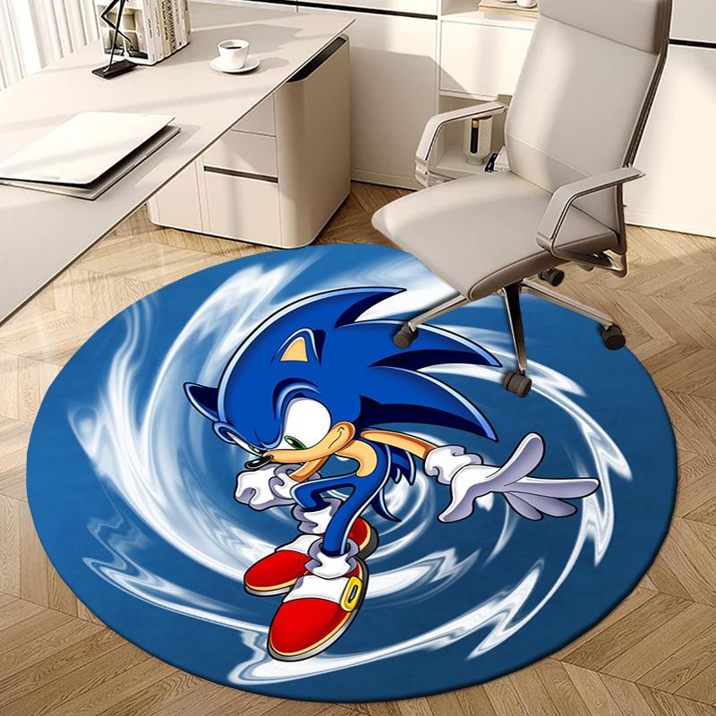 1pc Sonic the Hedgehog Speed Spin Round carpet, Made of Polyester,Perfect for Decorating Office Chairs, Living Rooms,fplt078