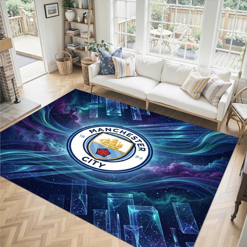 Manchester City Design Crystal Velvet Carpet Cozy Non?Slip Printed Rug For Bedroom Living Room Entrance