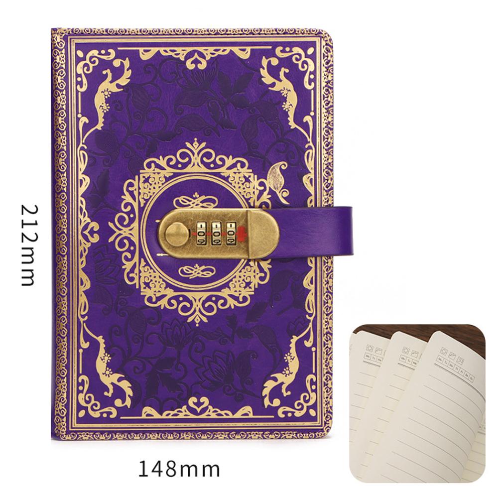 New A5 Retro Password Notebook With Lock Diary Book Student Notebook Vintage Notebook Sub-Password Lock Notebook Supplies