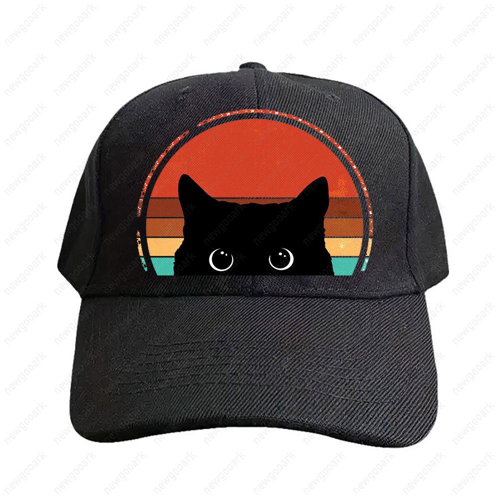 Black Cat Peeking Sunset Vintage Cap Women Unisex Peaked Hat Fashion Casual Adjustable Printed Baseball Caps Adult Outdoors