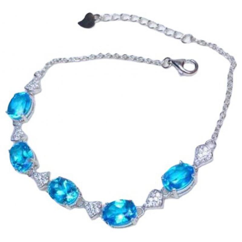 Wish European and American natural blue topaz bracelet simple personality light luxury gift for girlfriend