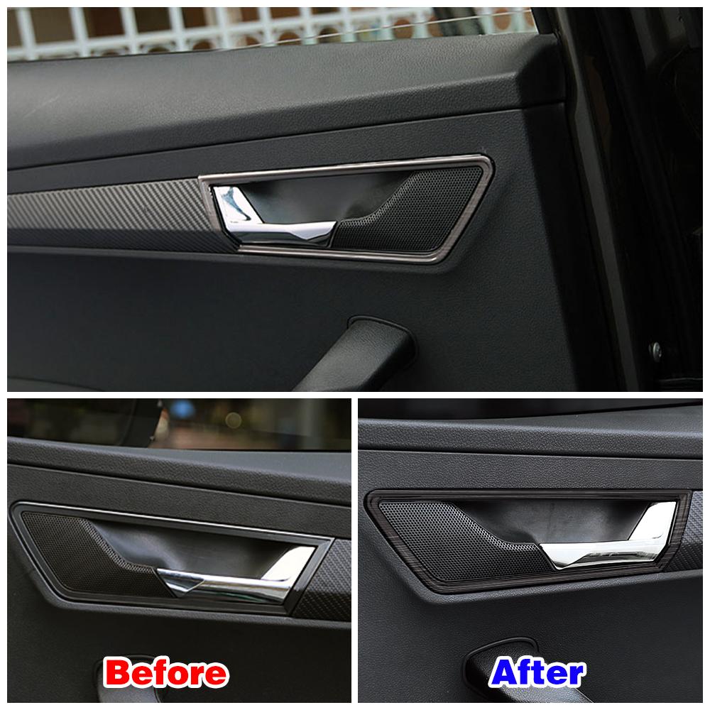 For Skoda Karoq 2017-2024 Car Interior Mouldings Inner Door Handle Bowl Frame Cover Trim Stainless Steel Decoration Sticker