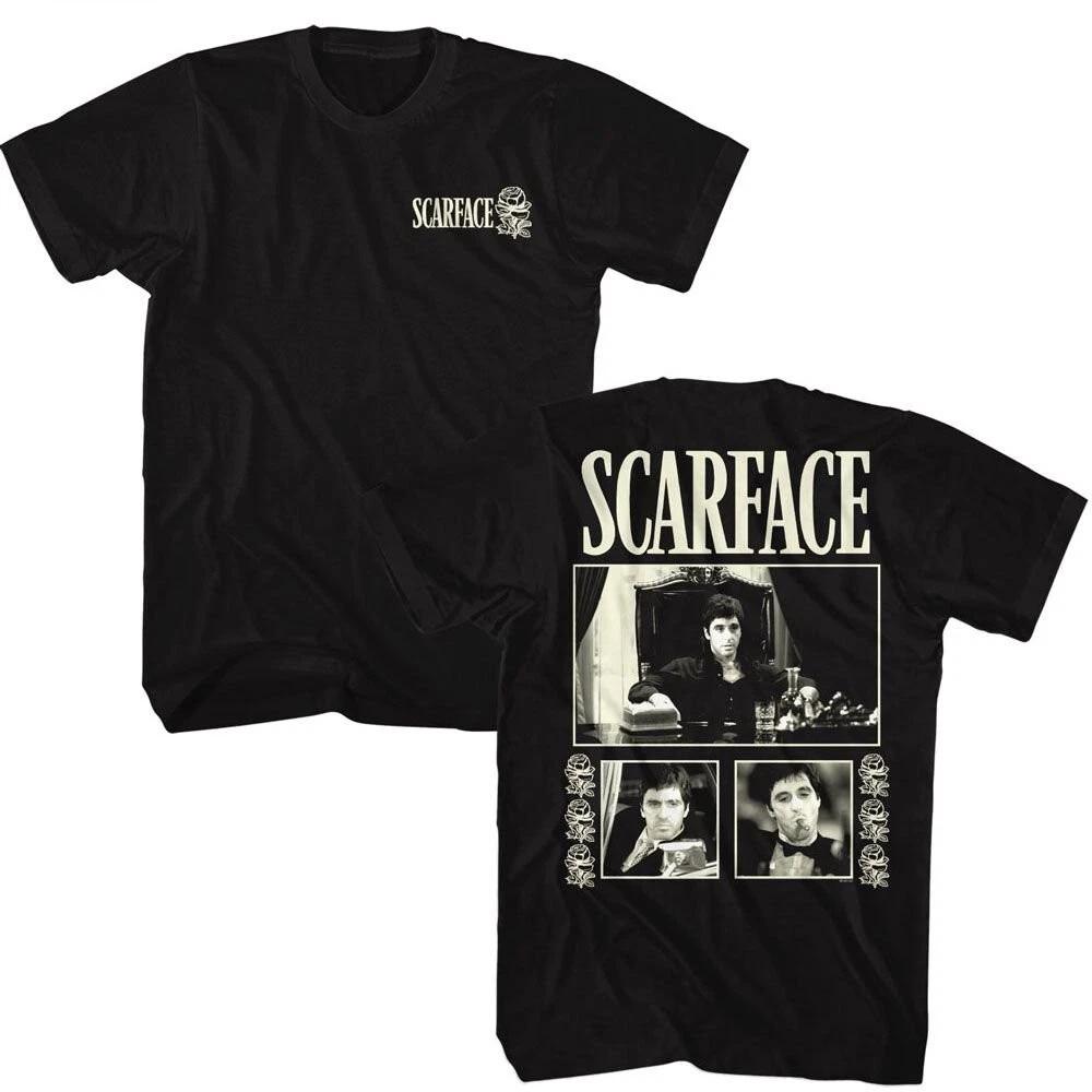 

American Classics Mens Scarface Three Photos With Roses Black Shirt New S, M, XL XL
