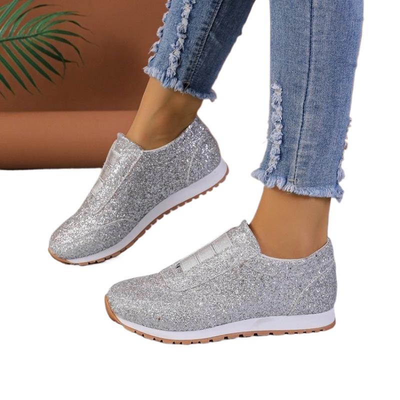 High Quality Ladies Shoes Plus Size Women's Vulcanize Shoes Fashion Sequins Outdoor Slip-Resistant Outdoor Casual Shoes