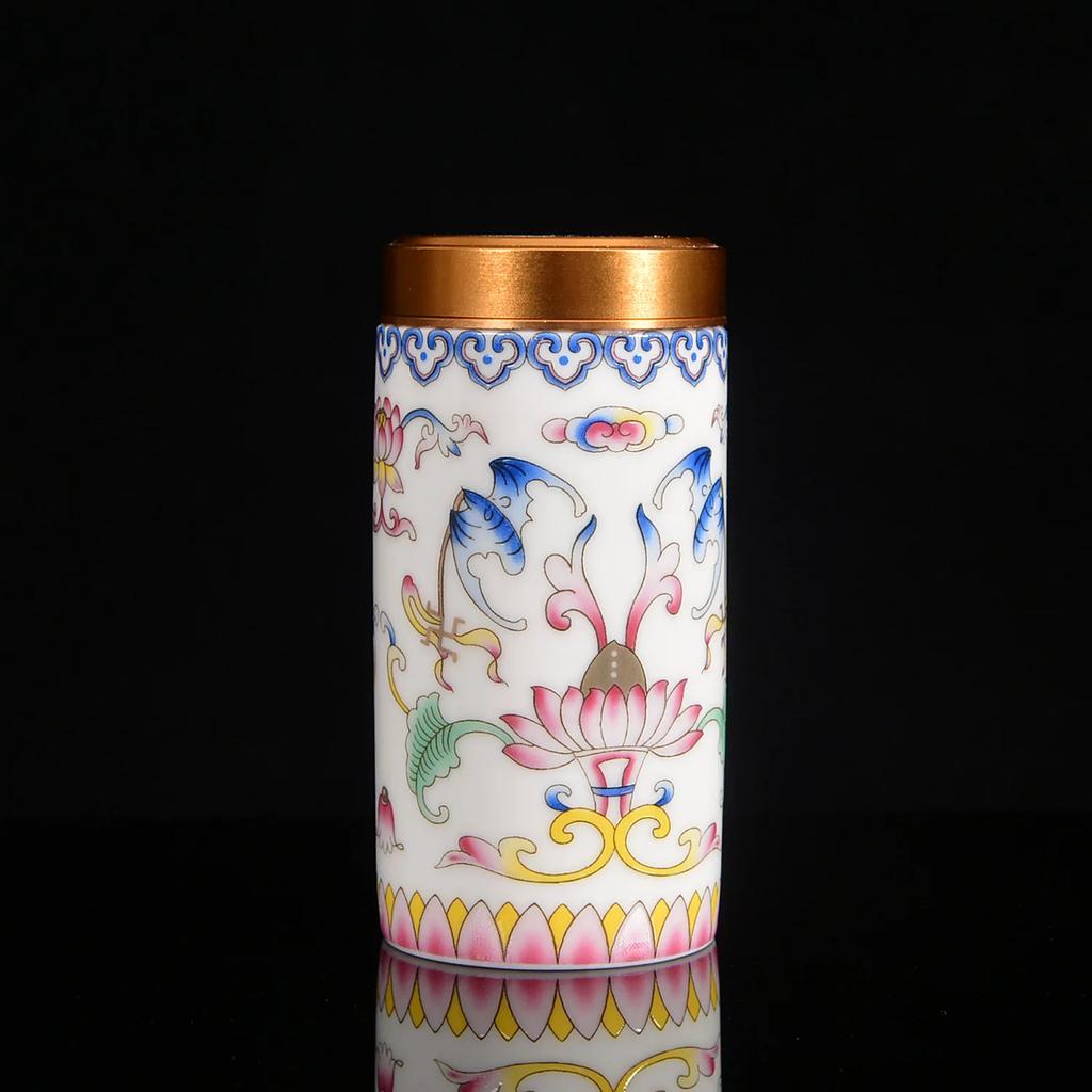 Enamel Color Porcelain Tea Canister Sealed Ceramic General Jar Storage Jars Desk Decoration Tea Cans Candy Pots Tea Caddy