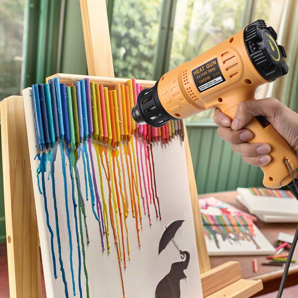 Heißluftpistole 1800W 122℉~1202℉(50℃- 650℃) Schnelles Aufheizen Hochleistungs-Heißluftgebläse-Set Variable Temperaturregelung Überlastschutz Mit 4 Düsen