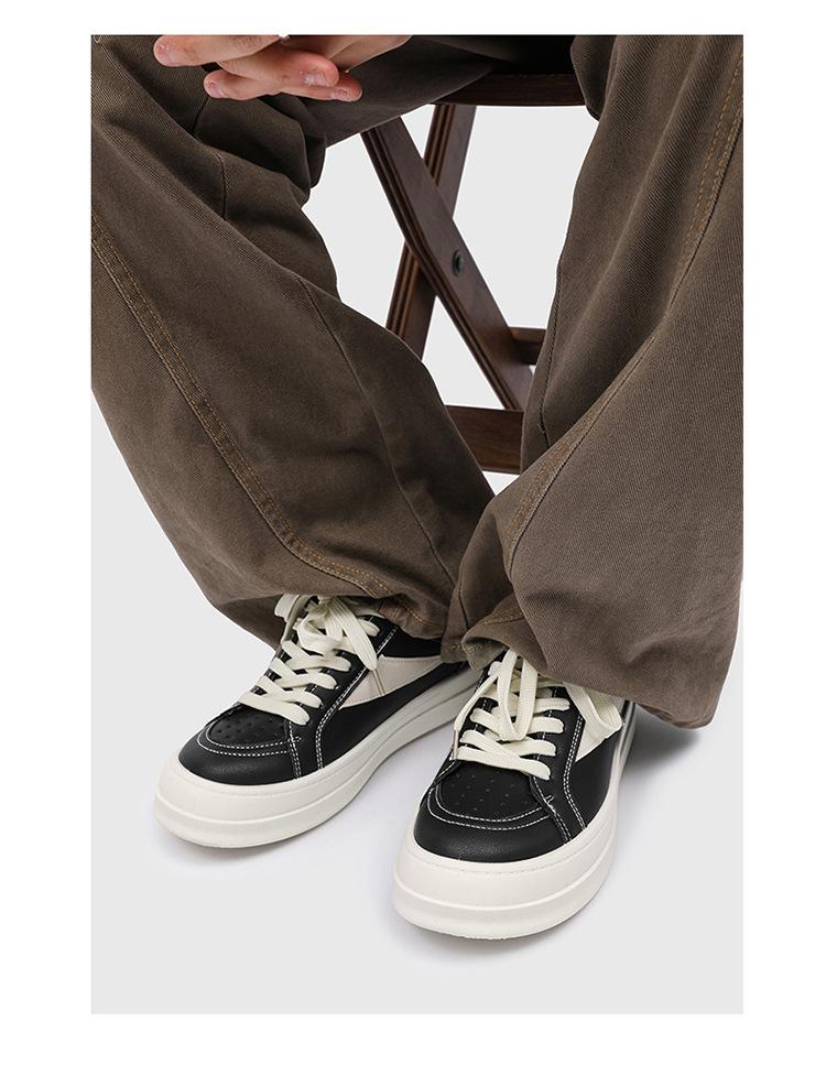 2025 New Niche High Street Tide Brand Flat for Men's Shoes Trendy Sports Leather Surface Versatile Casual Board Shoes Men