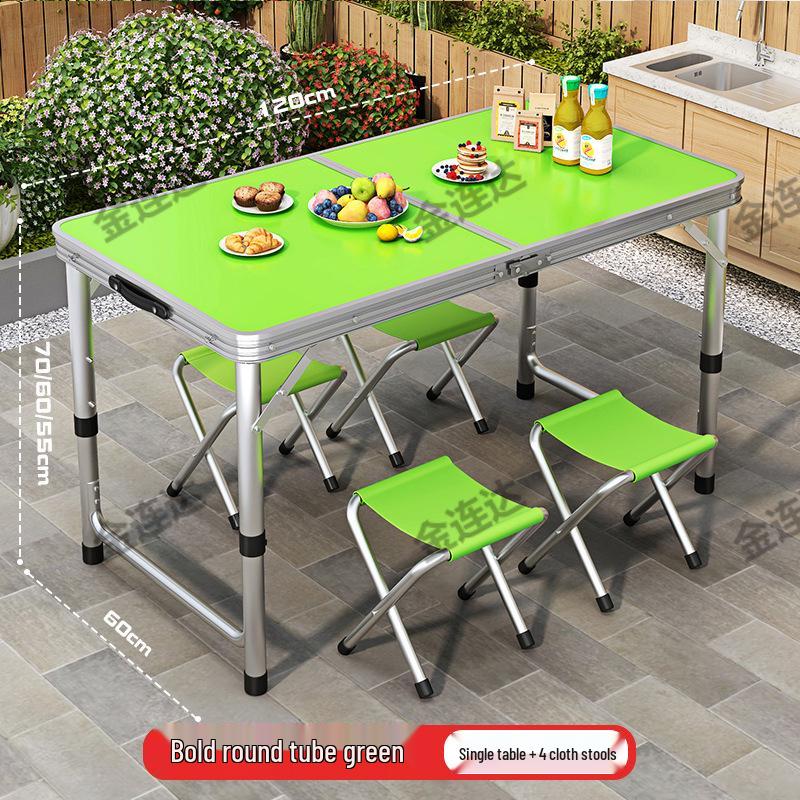 Portable Aluminum Folding Table for Outdoor Dining and Market Stalls - Adjustable and Compact