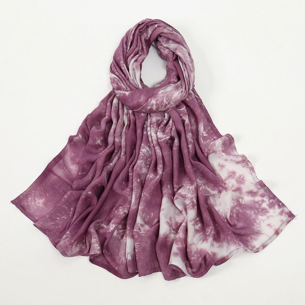 190*90Cm Big Size Modal Cotton Hijab Women Tie-Dye Scarf Double Stitching Shawl Muslim Gradient Plain Cotton Rayon Headscarf