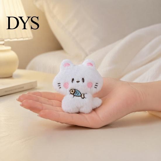 Handbags Decorative Accessory Holding Fish Cat Plush Pendant, Stuffed Fork White Kitten Keychain for Backpacks Purses Bag Charm