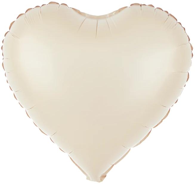 Balon Foliowy Serce Matowy Kremowy 45Cm