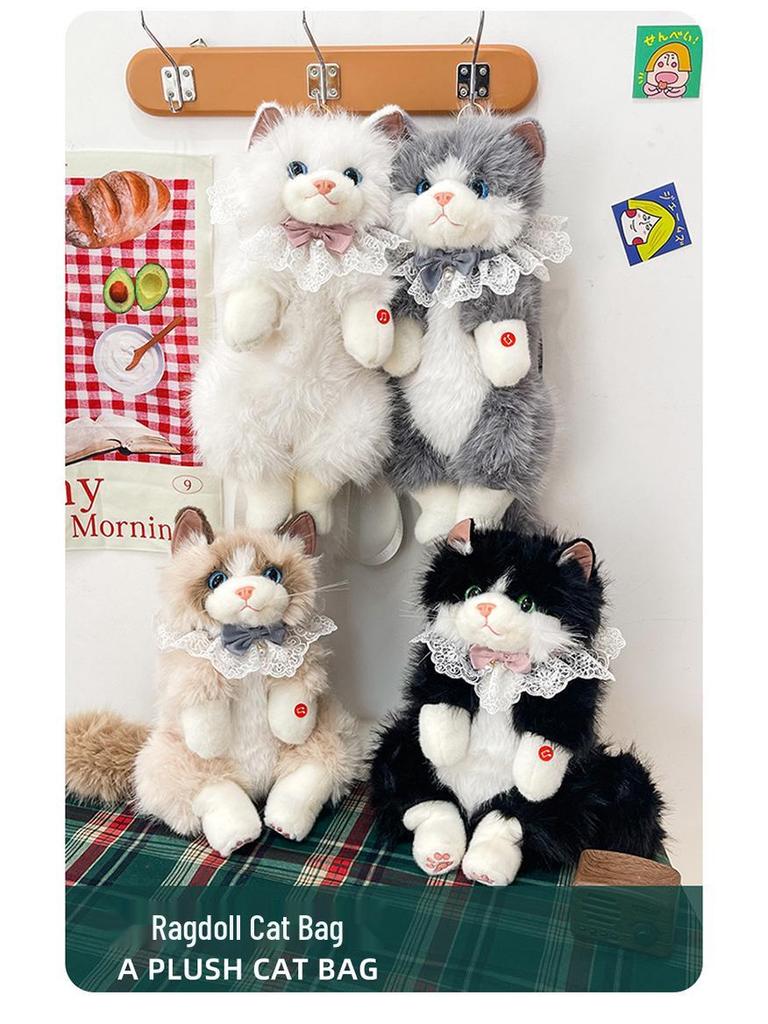 Cute Ragdoll Kitten Plush Backpack Toy for Girls and Kids