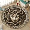 1 alfombra redonda de franela con diseño de Medusa del mito griego, alfombrilla de suelo de arte antiguo para decoración de dormitorio y baño, diseño de diosa con pelo de serpiente, alfombra suave