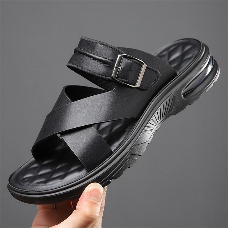 Summer Mens Slippers Fashion Casual Beach Shoes Luxury Leather Slippers for Men Comfort Flat Slippers Big Size48 Chanclas Hombre