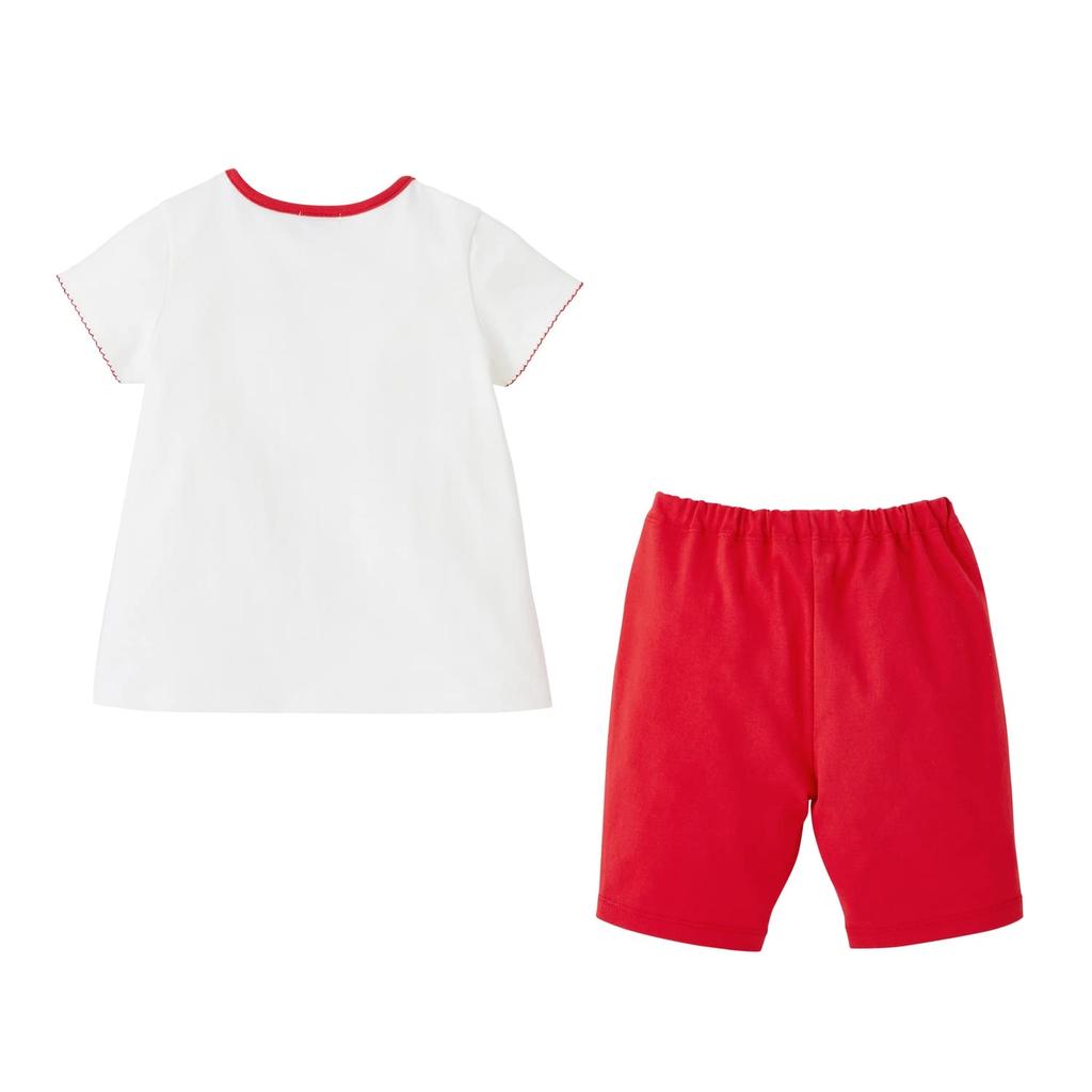 HOT loungewear for [MIKIHOUSE BISCUITS] Short-sleeved girls, kids' clothing, red, 80cm, 72-7302-490