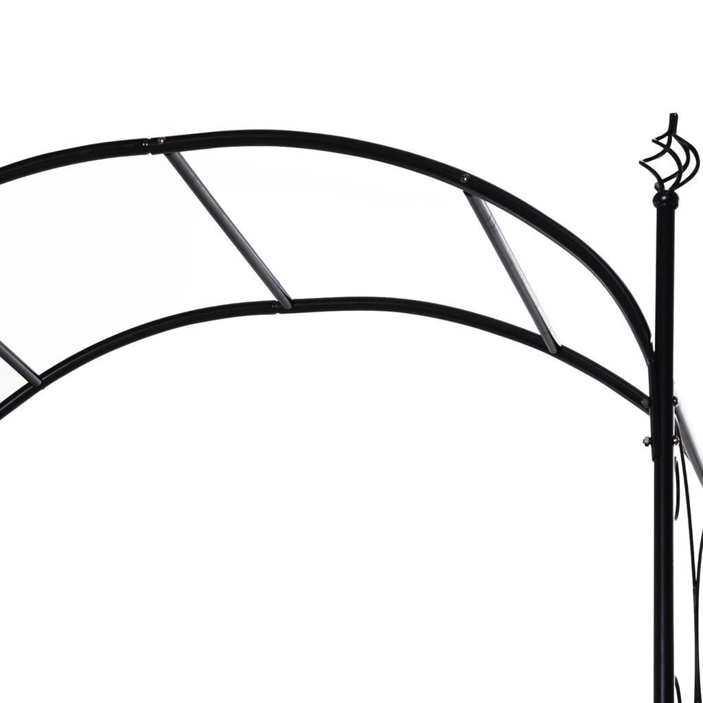 Garden Decorative Metal Arch with Gate Outdoor Patio Trellis Arbor for Climbing Plant Archway Antique Black - 108L X 45W X 215Hcm