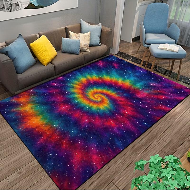 Colorful Galaxy Spiral Carpet Designed Floor Mat, Suitable As a Non-slip Mat for the Living Room or Bedroom Sofa