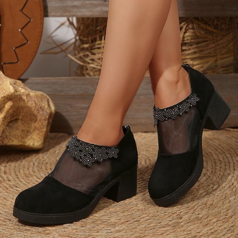 Mode 2025 Neue Damenstiefel mit Reißverschluss am Knöchel und an der Ferse, Mode-Netz-Ausschnitt, rund, Übergröße, Kristall, Bestseller, rutschfeste Sandalenstiefel, Zapatos