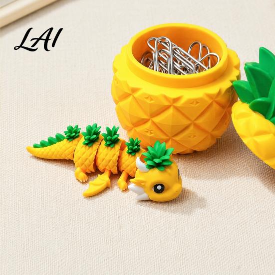 Small Item Storage Jar 3D Printed Pineapple Dragon Figurine Creative Fidget Toys Movable Joints Desk Organizer Toy Flexible Stress Relief Toys for