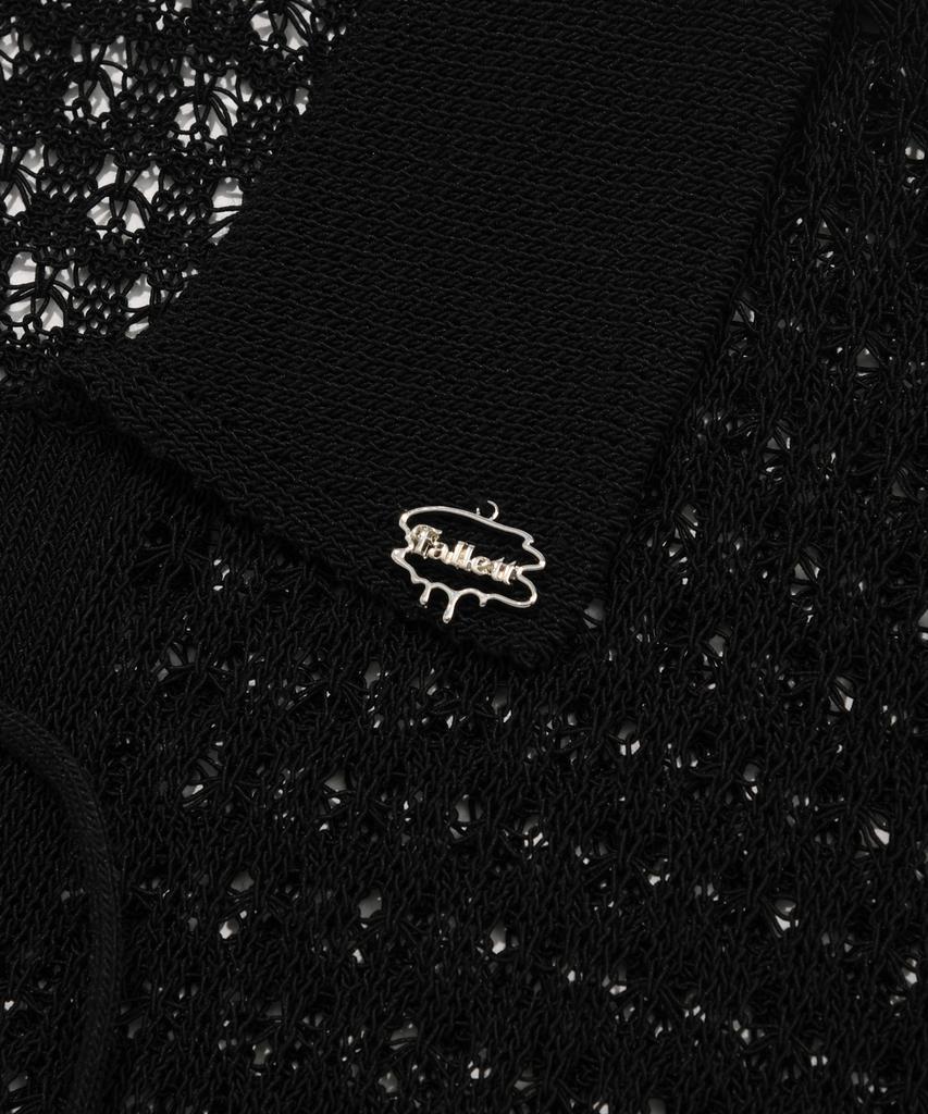 FALLETT Black Curly Collar Knit