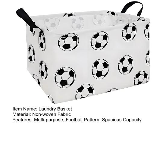 Faltbarer Wäschekorb Großes Fassungsvermögen Zusammenklappbarer Kleiderkorb mit Griffen Fußball-Aufdruck Aufbewahrungskorb für Wäsche Kinderspielzeug Kinderzimmer Schlafzimmer