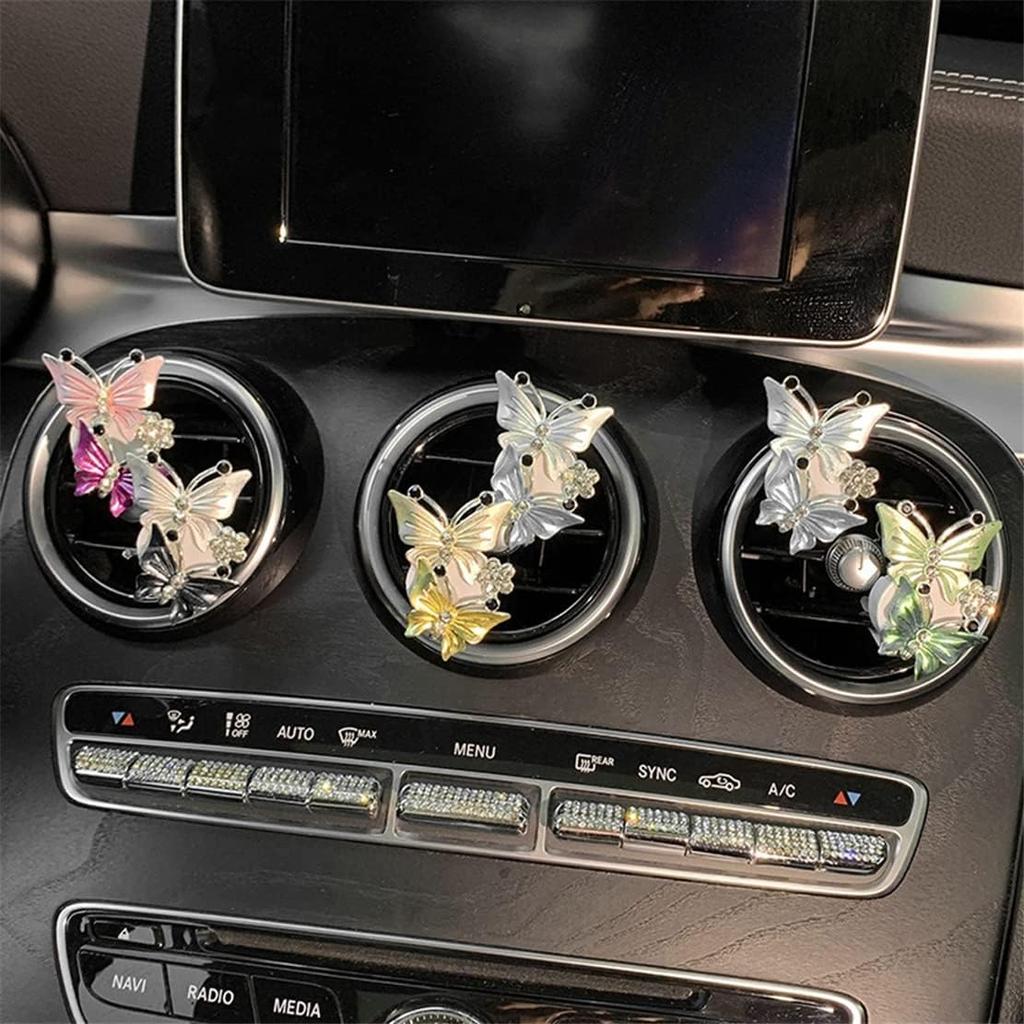 Butterfly Car Accessories, Cute Air Freshener, Air Vent Clip Conditioning Outlet Clip Car Air Freshener, Bling Car Accessories for Women