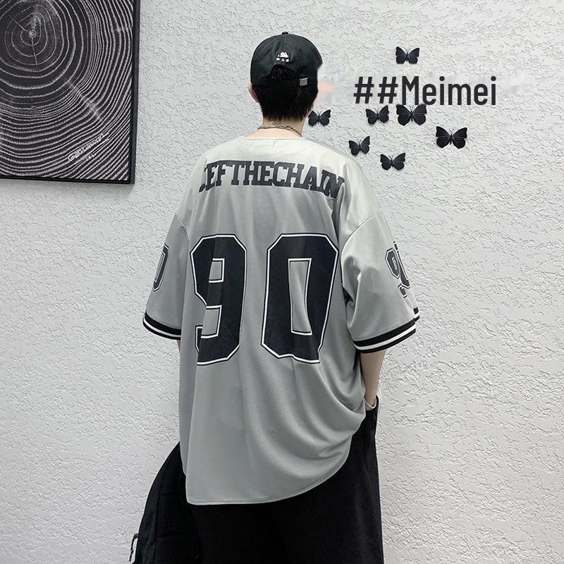 2023 Summer Men's Trendy Short-Sleeve Shirt: Hong Kong & Japanese Hip-Hop Style Cardigan Baseball Jacket