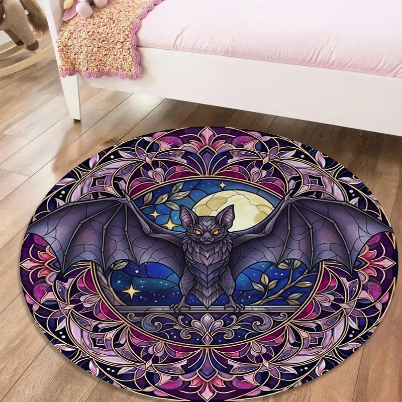 

Bat Retro Round Area Rug,Carpet Rug for Living Room Bedroom Sofa Playroom Decor,Non-slip Floor Mat101 80cmx80cm
