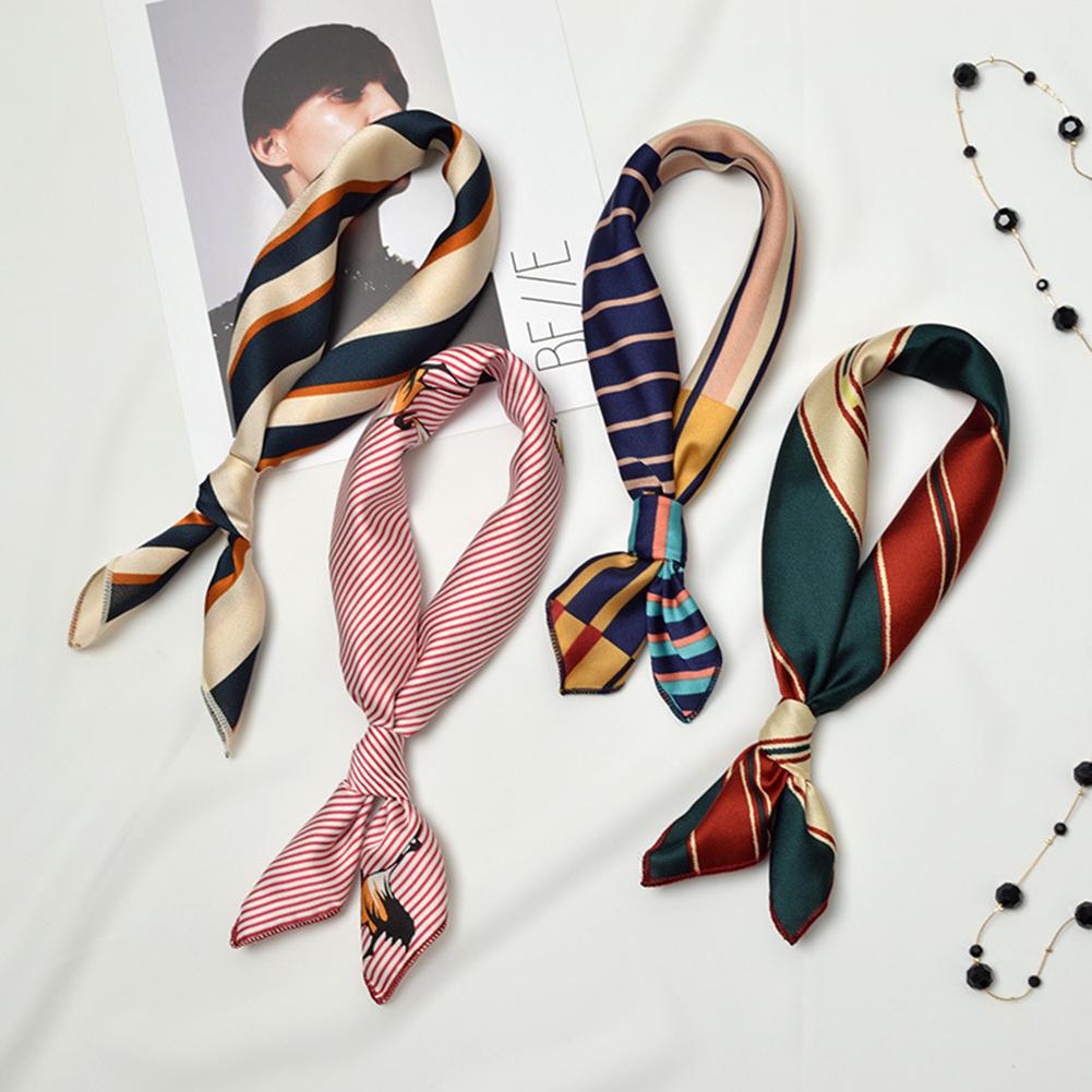 50x50cm Women Fashion Colorful Scarf Bag Decoration Ribbon Hair Band Multifunction Decoration
