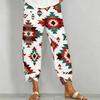 Women Plus Size Loose Fit Floral Paisley Printed Cross Hem Cropped Pants