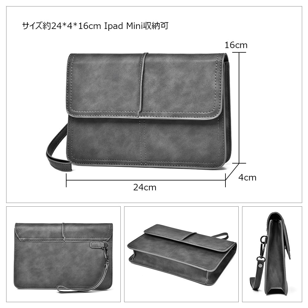 Leather Mini Second Bag Clutch Bag Small iPad Mini Storage Thick Leather Hand Strap Included Holds 6 Cards Handheld Wedding Formal Business Ceremonial