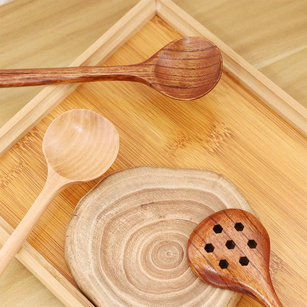 Durable Solid Wood Sauce Scoop for Kitchen Cooking Utensil Colander Tableware Soup Spoon Stir Spoon
